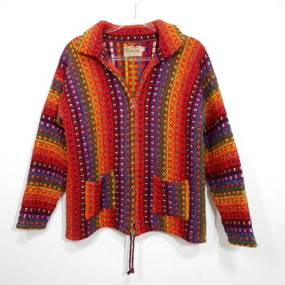 E.C.C. Ecuadorian Clothing Company Handwoven Wool Blend Sweater Jacket Size M - Picture 1 of 8